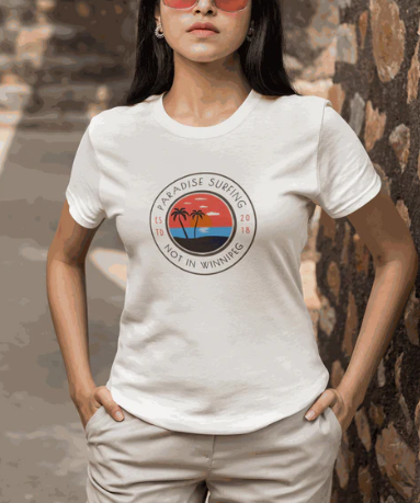 Paradise Surfing (Not in Winnipeg)" 100% Cotton T-Shirt